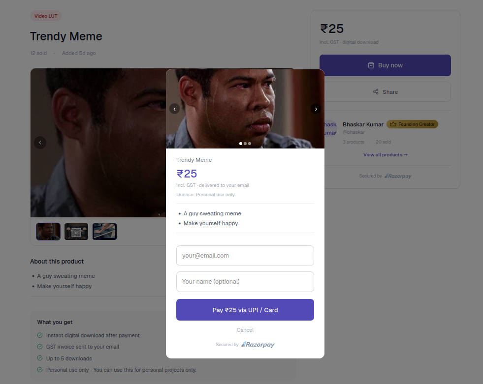 Get paid via UPI